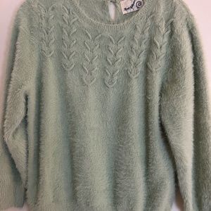 Anthropologie Mint green fuzzy sweater M